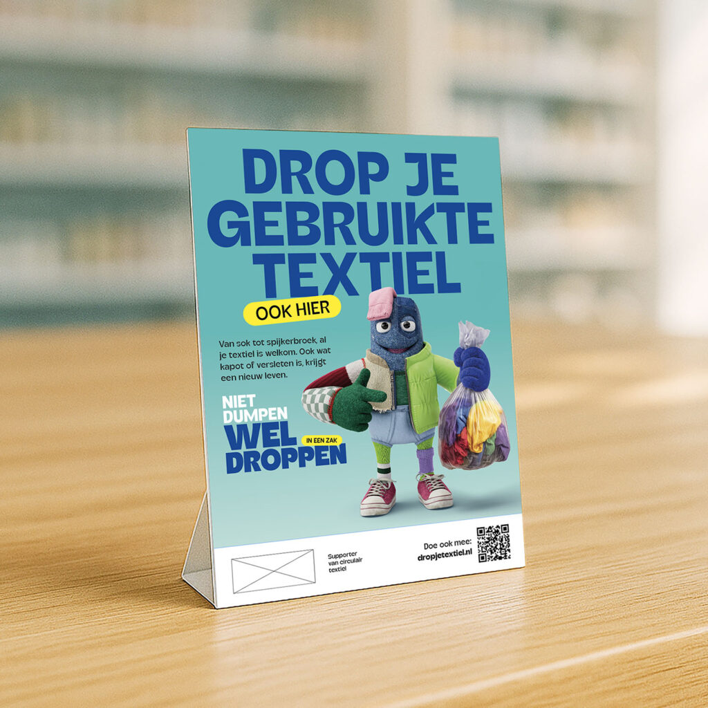 Baliebordje, drop je gebruikte textiel, stichting UPV Textiel